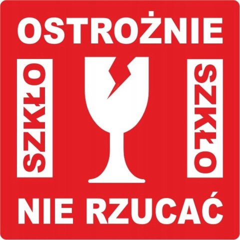 Etykieta ostrzegawcza "OSTROŻNIE SZKŁO NIE RZUCAĆ" 55x55mm papierowa na roli (1000szt) BULK Etykieta ostrzegawcza "OSTROŻNIE SZKŁO NIE RZUCAĆ" 55x55mm papierowa na roli (1000szt) BULK