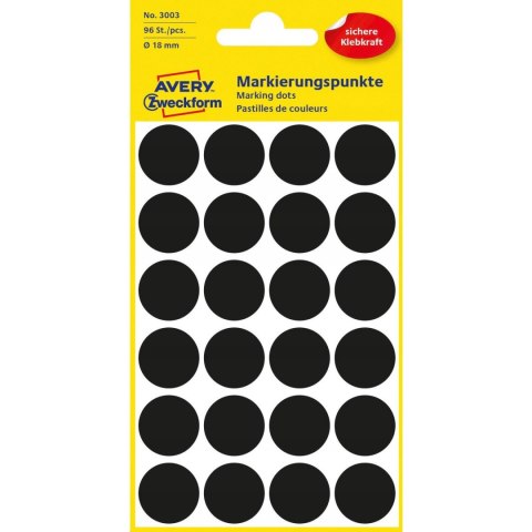 Etykiety ZF Q18mm czarne kółka 3003 AVERY ZWECKFORM Etykiety ZF Q18mm czarne kółka 3003 AVERY ZWECKFORM