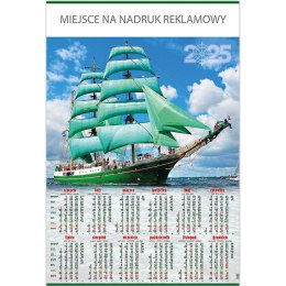 Kalendarz Plakatowy B1, P08 ŻAGLOWIEC 67x98cm TELEGRAPH