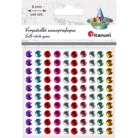 Kryształki samoprzylepne okrągłe 6mm mix kol. 100szt. 307922 TITANUM Kryształki samoprzylepne okrągłe 6mm mix kol. 100szt. 307922 TITANUM