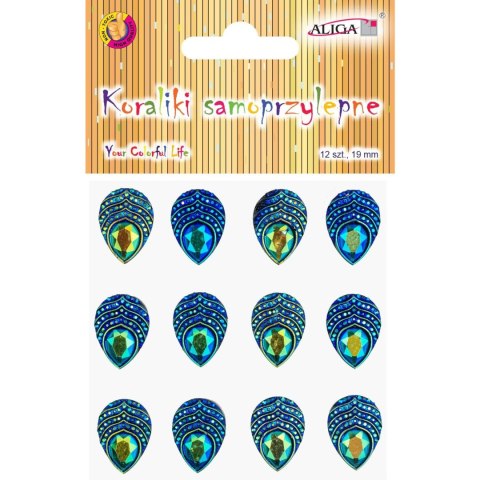 Kryształki samoprzylepne pawie oczka 19 mm (12 szt.) JET-3089 ALIGA Kryształki samoprzylepne pawie oczka 19 mm (12 szt.) JET-3089 ALIGA