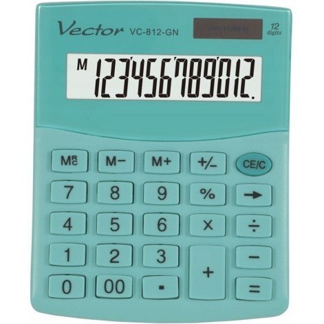 Kalkulator VECTOR VC-812-GN 12p zielony pastelowy Kalkulator VECTOR VC-812-GN 12p zielony pastelowy