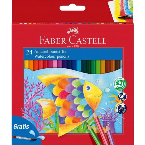 Kredki akwarelowez pędzelkiem RYBKA 24 kolory opak. kartonowe 114425 Faber-Castell Kredki akwarelowez pędzelkiem RYBKA 24 kolory opak. kartonowe 114425 Faber-Castell