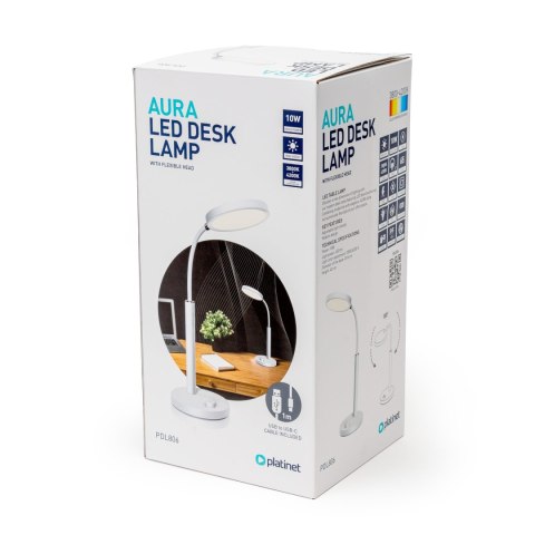 Lampka biurkowa led PLATINET AURA biała 10W 65led (45991) Lampka biurkowa led PLATINET AURA biała 10W 65led (45991)