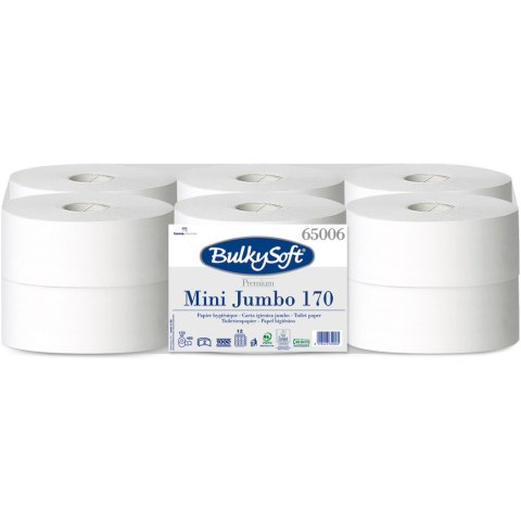 Papier toaletowy Mini Jumbo 170m (12szt) 65006 PREMIUM BulkySoft 100% celuloza Papier toaletowy Mini Jumbo 170m (12szt) 65006 PREMIUM BulkySoft 100% celuloza