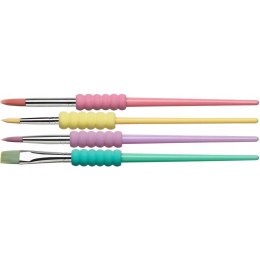Pędzle szkolne z miękkim uchwytem 4szt. kolory pastelowe 481620 Faber-Castell