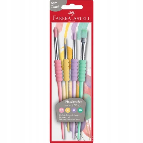 Pędzle szkolne z miękkim uchwytem 4szt. kolory pastelowe 481620 Faber-Castell Pędzle szkolne z miękkim uchwytem 4szt. kolory pastelowe 481620 Faber-Castell