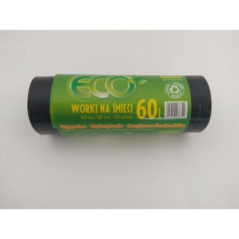 Worki na śmieci 60L LDPE czarne (20szt) 60cm/80cm Worki na śmieci 60L LDPE czarne (20szt) 60cm/80cm