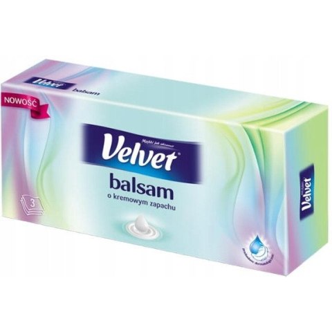 Chusteczki VELVET BALSAM (70 sztuk) 3 warstwy o Kremowym Zapachu Chusteczki VELVET BALSAM (70 sztuk) 3 warstwy o Kremowym Zapachu