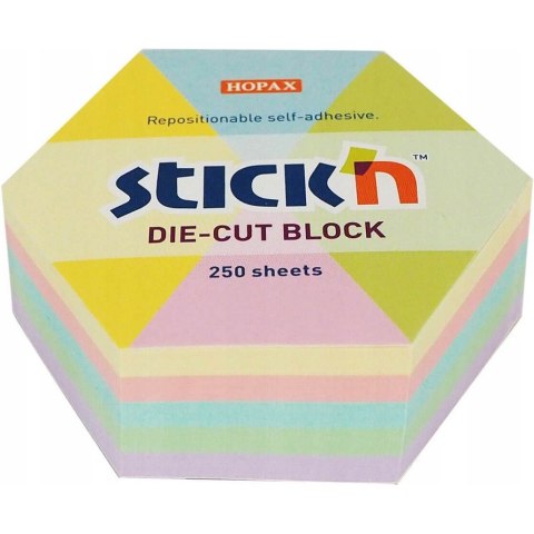 Notes sześciokąt, 61X70MM, MIX 5 KOL. pastelowych 250KART 21826 STICK`N Notes sześciokąt, 61X70MM, MIX 5 KOL. pastelowych 250KART 21826 STICK`N