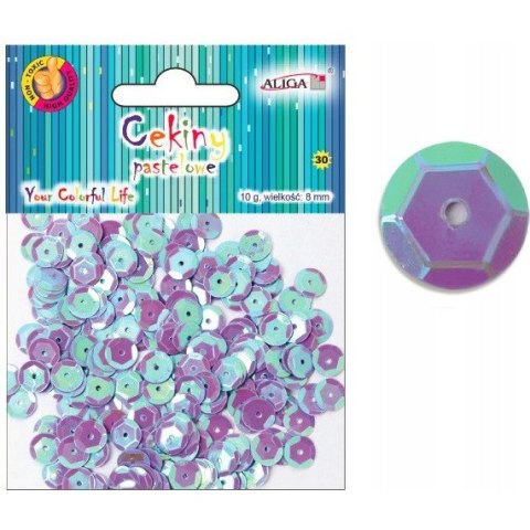 Cekiny pastelowe fioletowe 8mm, 10g. WMT-111(38) ALIGA Cekiny pastelowe fioletowe 8mm, 10g. WMT-111(38) ALIGA