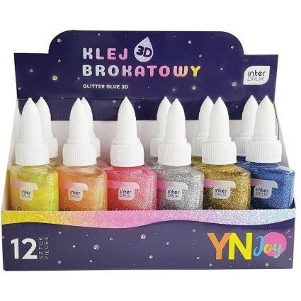 Klej brokatowy 3D 40g YNJ 12 sztuk Klej brokatowy 3D 40g YNJ 12 sztuk