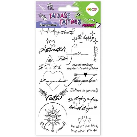Naklejki TATUAŻE zmywalne WORDS 100x200mm HA 4261 1020-UR01 Happy Color Naklejki TATUAŻE zmywalne WORDS 100x200mm HA 4261 1020-UR01 Happy Color