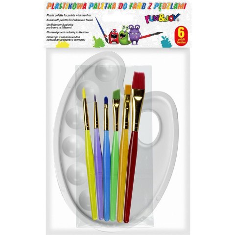Paletka malarska biała plastikowa 13x18,5mm z zestawem 6 pędzli 374168 TITANUM Paletka malarska biała plastikowa 13x18,5mm z zestawem 6 pędzli 374168 TITANUM