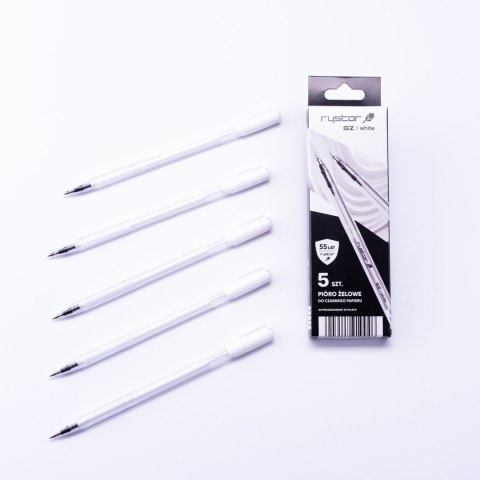 Pióro żelowe GZ-031 białe 5 szt. do czarnego papieru EKO etui RYSTOR 426-529EKO Pióro żelowe GZ-031 białe 5 szt. do czarnego papieru EKO etui RYSTOR 426-529EKO