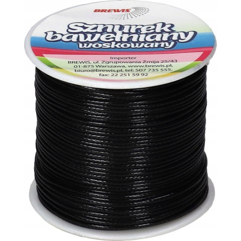 Sznurek bawełniany woskowany 1mm*25m czarny SBW4 BREWIS Sznurek bawełniany woskowany 1mm*25m czarny SBW4 BREWIS