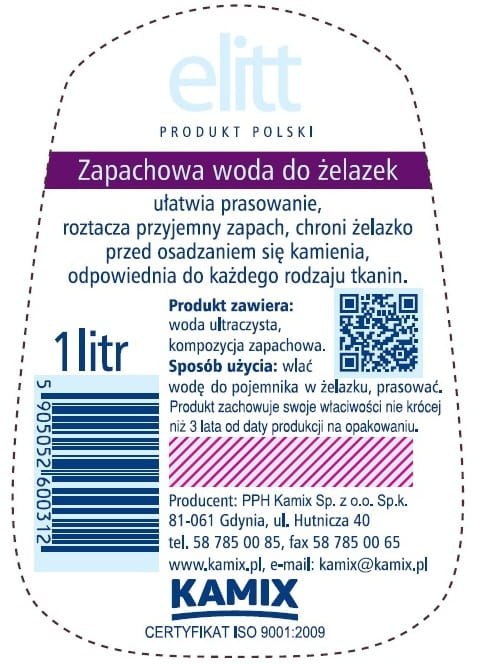 Woda zapachowa KAMIX ELITT LAVENDER do żelazek 1l Woda zapachowa KAMIX ELITT LAVENDER do żelazek 1l