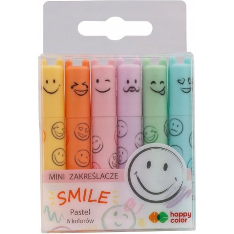 Zakreślacze mini SMILE 6 kolorów pastelowych HA 4130 02PA-WP6 Happy Color Zakreślacze mini SMILE 6 kolorów pastelowych HA 4130 02PA-WP6 Happy Color