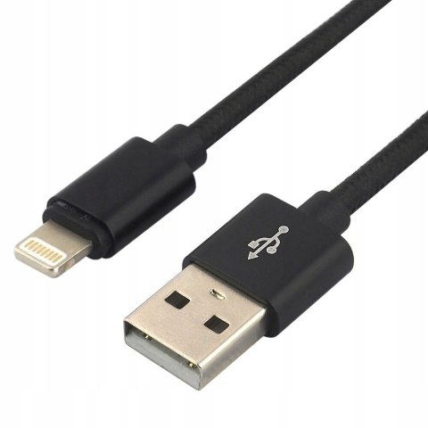 Kabel USB-A -> Lightning 1m 2,4A pleciony czarny EVERACTIVE (CBB-1IB) Kabel USB-A -> Lightning 1m 2,4A pleciony czarny EVERACTIVE (CBB-1IB)