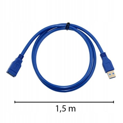 Kabel przedłużacz USB-A/M -> USB-A/F 1,5m niebieski USB 3.0 RETOO E391/USB310 Kabel przedłużacz USB-A/M -> USB-A/F 1,5m niebieski USB 3.0 RETOO E391/USB310