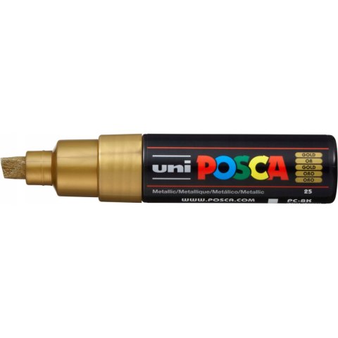 Marker z farbą plakatową Posca PC-8K, złoty, Uni Marker z farbą plakatową Posca PC-8K, złoty, Uni