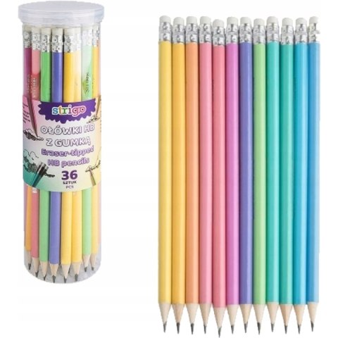 Ołówek pastelowy z gumką HB (36szt) SSC150 STRIGO Ołówek pastelowy z gumką HB (36szt) SSC150 STRIGO