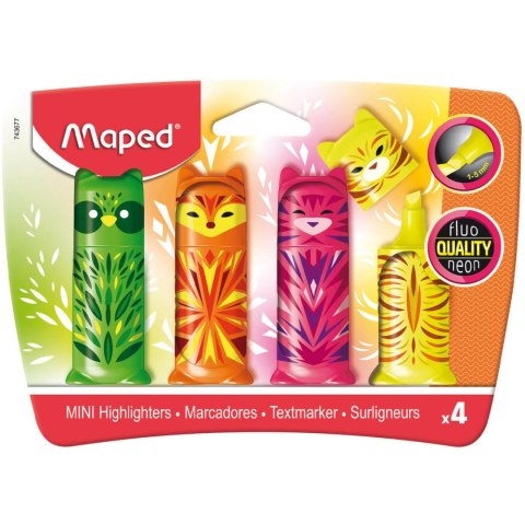 Zakreślacz Fluo Peps pocket mini friends mix 4 kolorów 743677 Zakreślacz Fluo Peps pocket mini friends mix 4 kolorów 743677