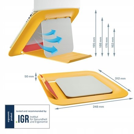 Podstawka pod laptopa Ergo Cosy żółta 64260019 LEITZ Podstawka pod laptopa Ergo Cosy żółta 64260019 LEITZ
