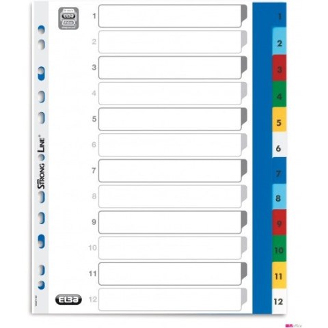 Przekładki A4 MAXI 1-12 kolor PP numeryczne ELBA 100204813 Przekładki A4 MAXI 1-12 kolor PP numeryczne ELBA 100204813