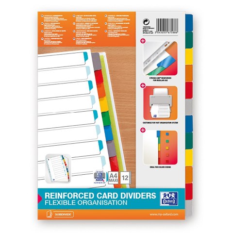 Przekładki kartonowe A4+ MYLAR 1-12 kolor ELBA 100204983 Przekładki kartonowe A4+ MYLAR 1-12 kolor ELBA 100204983
