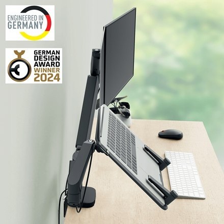 Ramię do monitora i laptopa podwójne Ergo ciemnoszare 65380089 LEITZ Ramię do monitora i laptopa podwójne Ergo ciemnoszare 65380089 LEITZ
