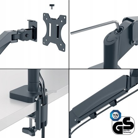 Ramię do monitora i laptopa podwójne Ergo ciemnoszare 65380089 LEITZ Ramię do monitora i laptopa podwójne Ergo ciemnoszare 65380089 LEITZ