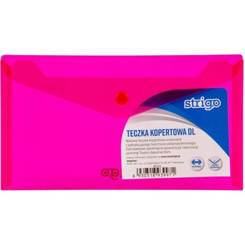 Teczka kopertowa PP DL pozioma różowa SF016 STRIGO Teczka kopertowa PP DL pozioma różowa SF016 STRIGO