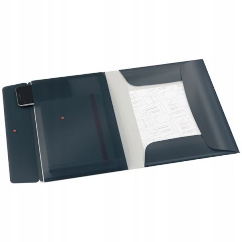 Teczka z gumką i kieszonką, PP, szara 46190089 Teczka z gumką i kieszonką, PP, szara 46190089