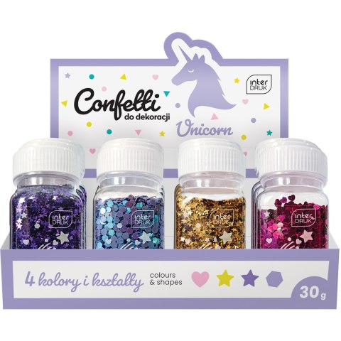 Confetti do dekoracji 30g UNICORN 12szt. INTERDRUK Confetti do dekoracji 30g UNICORN 12szt. INTERDRUK