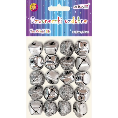 Dzwoneczki ozdobne srebrne 1,5cm 20szt. DZW-1643 ALIGA Dzwoneczki ozdobne srebrne 1,5cm 20szt. DZW-1643 ALIGA