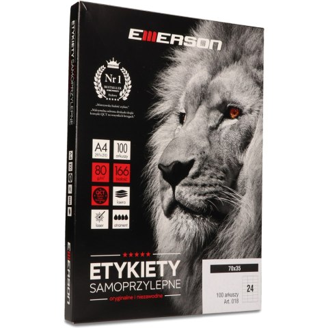 Etykiety A4 białe (100ark) 70x35mm nr.018 EMERSON eta4070x035w Etykiety A4 białe (100ark) 70x35mm nr.018 EMERSON eta4070x035w