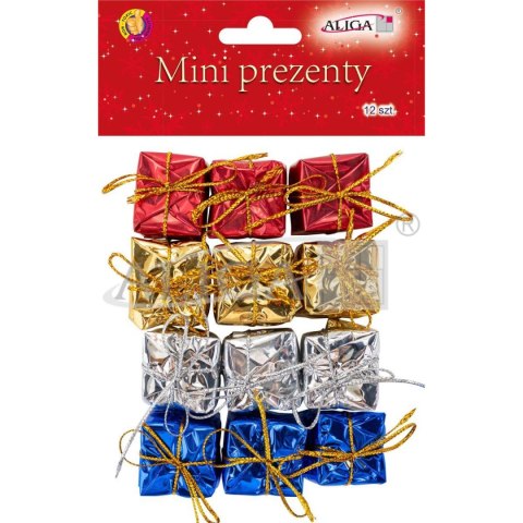 Mini prezenty ozdobne 2,5cm 12szt. GIF-9319 ALIGA Mini prezenty ozdobne 2,5cm 12szt. GIF-9319 ALIGA