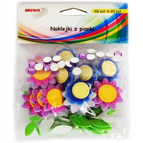 Naklejki z pianki Kwiatki (48 el.) PVC16 BREWIS Naklejki z pianki Kwiatki (48 el.) PVC16 BREWIS