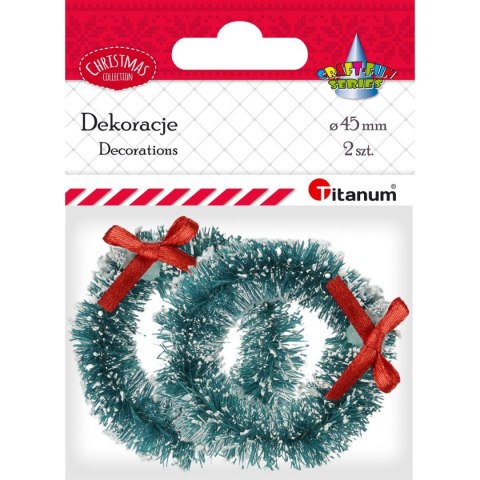 Wianek plastikowy 45mm zielony z kokardką 2szt. 383652 TITANUM Wianek plastikowy 45mm zielony z kokardką 2szt. 383652 TITANUM