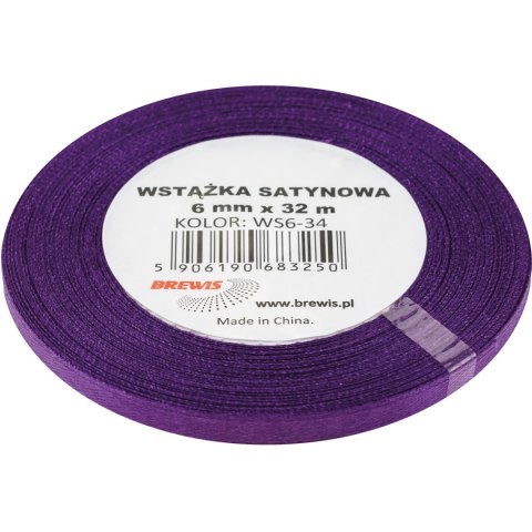 Wstążka satynowa 6mm/32m fioletowy (2) BREWIS Wstążka satynowa 6mm/32m fioletowy (2) BREWIS