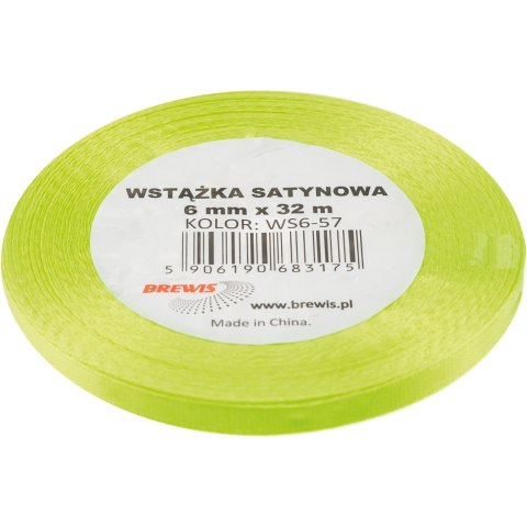 Wstążka satynowa 6mm/32m limonkowy (2) BREWIS Wstążka satynowa 6mm/32m limonkowy (2) BREWIS