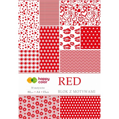 Blok z motywami RED A4 15k 30 motywów HAPPY COLOR HA 3808 2030-R Blok z motywami RED A4 15k 30 motywów HAPPY COLOR HA 3808 2030-R