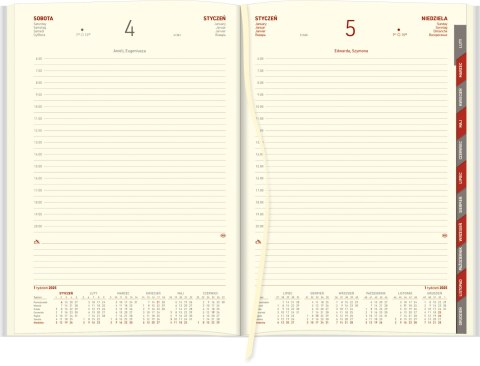 Kalendarz Cross z gumką i ażurową datówką A4 dzienny papier kremowy 204 A4DRK czerwony Wokół Nas Kalendarz Cross z gumką i ażurową datówką A4 dzienny papier kremowy 204 A4DRK czerwony Wokół Nas