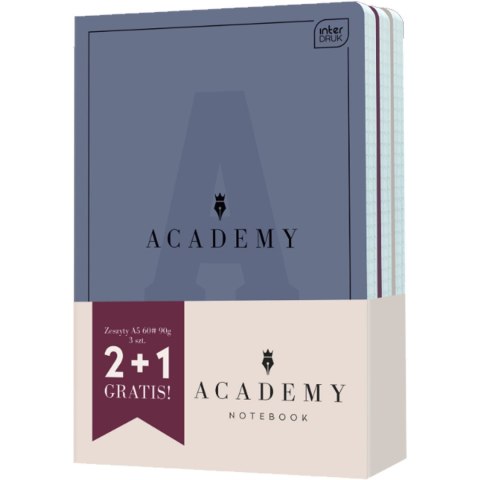 Zeszyt A5 60k kratka ACADEMY 2+1 gratis mix okładek INTERDRUK Zeszyt A5 60k kratka ACADEMY 2+1 gratis mix okładek INTERDRUK