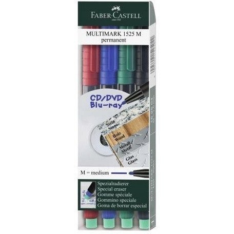 Foliopis z gumką M 1.0mm komplet 4kolory 152504 FABER CASTELL Foliopis z gumką M 1.0mm komplet 4kolory 152504 FABER CASTELL