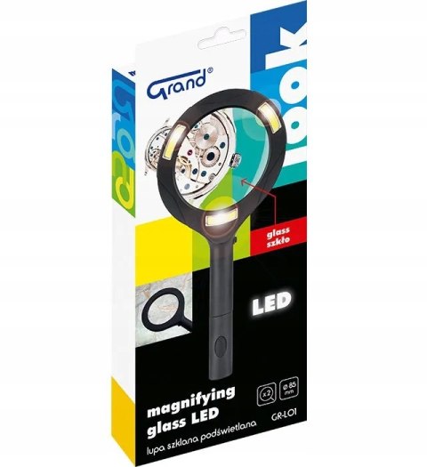 Lupa szklana z podświetleniem LED - szkło powiększające 85mm GR-L01 120-1961 GRAND Lupa szklana z podświetleniem LED - szkło powiększające 85mm GR-L01 120-1961 GRAND