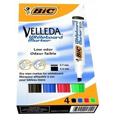 Marker BIC ECO VELLEDA 1751 suchościeralny mix 4 kolorów 904950 Marker BIC ECO VELLEDA 1751 suchościeralny mix 4 kolorów 904950