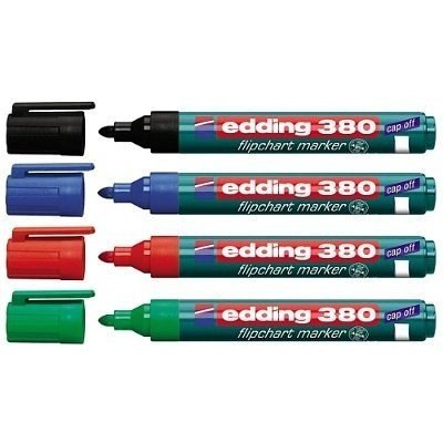Marker flipchart okrągły 1.5-3mm - komplet 4szt EDDING 380/4S Marker flipchart okrągły 1.5-3mm - komplet 4szt EDDING 380/4S
