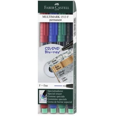 Marker permanentny F 0.6mm 4kolory 151304 FABER-CASTELL Marker permanentny F 0.6mm 4kolory 151304 FABER-CASTELL